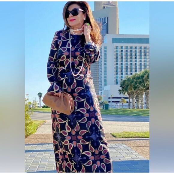 ZARA BLOGGER FAVORITE PRINTED MIDI DRESS MULTICOLORED - Picture 1 of 13